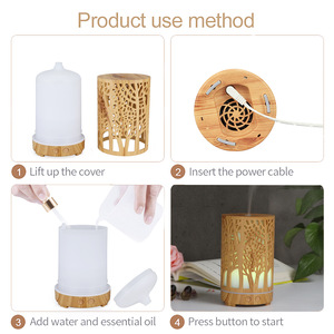 Crossborder Mini 180ml Wood Grain Aroma <b>Diffuser</b> With Led Light Usb Powered Humidifier For Home Essential <b>Oil</b> Lamp - Product Image 6