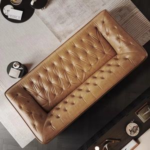 <span class=keywords><strong>Canapé</strong></span> Chesterfield en cuir PU inclinable manuel avec fonction pivotante pouf lounge à trois <span class=keywords><strong>places</strong></span> pour les loisirs de salon - Product Image 3