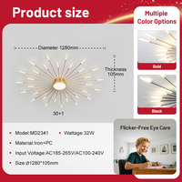 Plafonnier LED moderne à luminosité élevée, dimmable, en forme de feu d'artifice, avec télécommande, pour salon, chambre à coucher, décoration