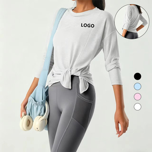 Vêtements de yoga pour femmes, ensemble 2 pièces, ample, amincissant, séchage rapide, respirant, manches longues, entraînement professionnel, fitness, sport - Product Image 1