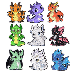 Broches en émail souple colorées de dessins animés de dragons, épingles de revers pour sacs à dos, broches pour vêtements d'enfants, badges de mode, accessoires de bijoux - Product Image 1