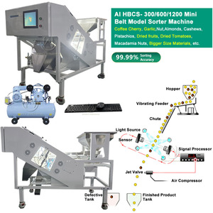 AI Intelligent 500-3000kg/h Belt Walnut Coffee Bean Cherry Garlic Chili Olive Tomato Jerky Plastic Color Sorter Sorting Machine - Product Image 1