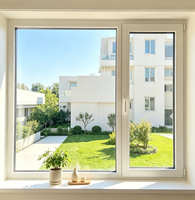 Ventana Abatible de Aluminio con Rotura de Puente Térmico, Ahorro de Energía, Vidrio Doble Impermeable y Resistente al Viento para Viviendas Residenciales