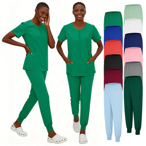 Women's Scrub Suit Set Short Sleeve Knitted Breathable Work Uniforms For Clinic Hospital Grooming Salon Pet Care - Product Image 3
