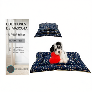 Set di Tre Pezzi per Cuccia per Cani in Lino con Stampa Cartoon su Sfondo Blu, Impermeabile e Antiscivolo - Product Image 2