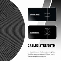 Paracord 2,4 mm, 100 pieds, 4 brins, en polyester durable, cordon de parachute tactique, 275 lb, corde de survie haute résistance pour le camping et le bricolage