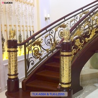 Colonne d'escalier en laiton de luxe au design européen traditionnel, montée au sol, pour villa, balustrades décoratives intérieures, garde-corps