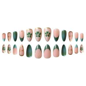 Uñas Postizas de ABS con Forma de Almendra, Diseño Francés con Lazo, Aplicación con Pegamento, Uñas Artificiales - Product Image 5