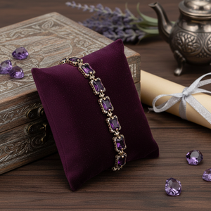 สี่เหลี่ยมผืนผ้าอเมทิสต์ CZ แท้ Handmade ขายส่งสร้อยข้อมือ Charm ตุรกีแฮนด์เมดขายส่ง 925 เงินสเตอร์ลิงเครื่องประดับ - Product Image 3