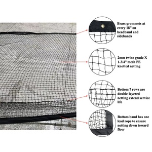 10x60ft Đen <span class=keywords><strong>PE</strong></span> <span class=keywords><strong>Net</strong></span> ngoài trời thể thao an toàn hàng rào cầu lông bóng chuyền Tennis pickleball tòa rào cản <span class=keywords><strong>Net</strong></span> - Product Image 2