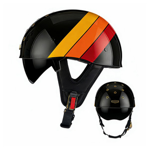 Casco de motocicleta ligero de cara abierta con visera interior, diseño de rayas a la moda, para protección diaria en motocicletas cruiser - Product Image 1
