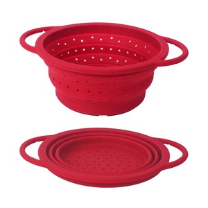 Passoire pliable en silicone pour fruits et légumes, panier de lavage et d'égouttage avec poignée - Product Image 1