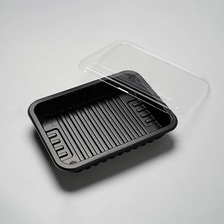 Lebensmittelqualität hochwertige mikrowellenschale aus pp Kunststoff Mittagessen-Schachtel benutzerdefiniertes bequemes Kunststoff-Lebensmittel-Tablett mit durchsichtigen Deckeln