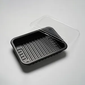 Kotak makan siang plastik pp microwave kualitas tinggi aman kustom nampan makanan plastik nyaman dengan tutup transparan