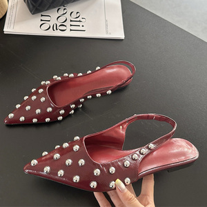 Zapatos Planos con Tachuelas de Diamantes Brillantes para Mujer, Punta Puntiaguda, con Tira en el Talón, Ajuste Amplio, Sandalias Sexys con Tira Trasera - Product Image 4