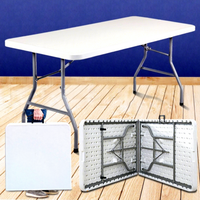 Ensemble de table et chaises pliantes en plastique pour hôtel en plein air, blanc, 8-10 personnes, table de banquet pour mariage