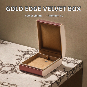 KAICHENG Cajas de Embalaje de Joyería Personalizadas Modernas de Alta Gama, de Cuero PU y Terciopelo, Rectangulares, con Borde Dorado, para Collares, Regalo de San Valentín - Product Image 2