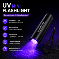 Lampe de poche LED zoomable avec lumière UV détachable 365NM, affichage numérique, lumière latérale COB, torche extérieure rechargeable de type C