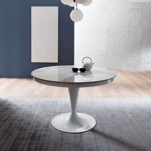 Tulip Cơ Sở Độ Bóng Cao Trắng MDF Mở Rộng Vòng Bàn Ăn Kim Loại Cơ Sở Bàn Ăn - Product Image 2