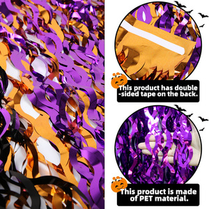 Halloween Party Table Skirt Decoration right <b>Light</b> Curved Knife <b>Curtain</b> Table Skirt Wave Color Table <b>Curtain</b> - Product Image 4