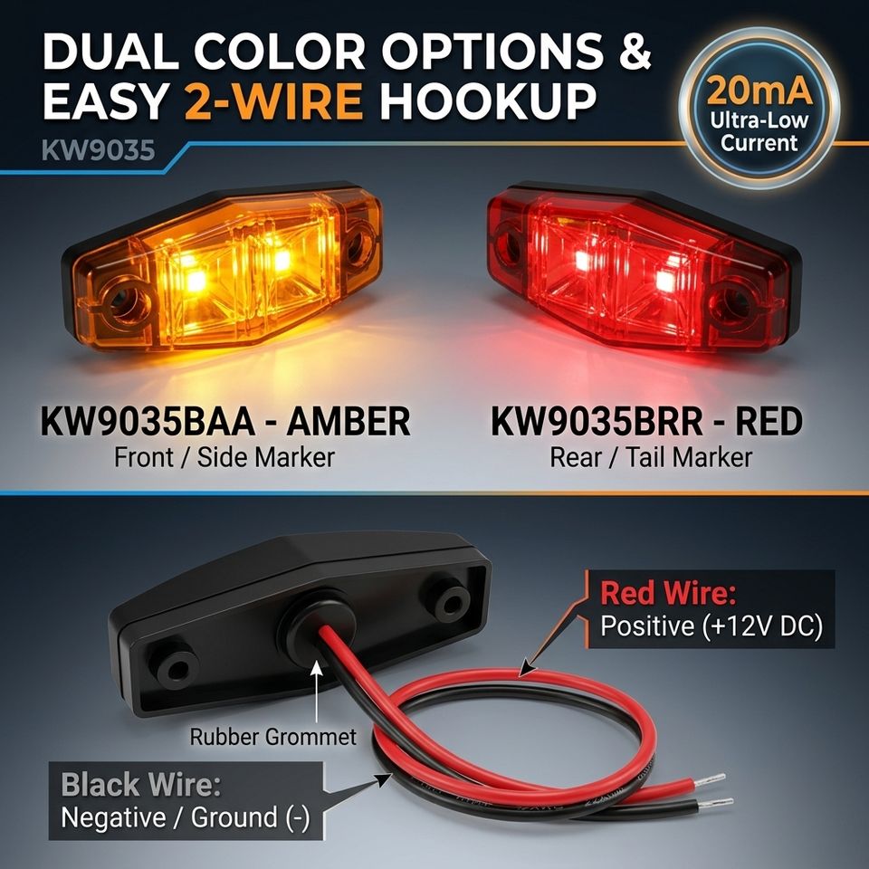 Replacing Rv Lights With Led 12V LED Trailer Tail Marker Lamp 2 LED Red Amber SAE DOT IP67 ...