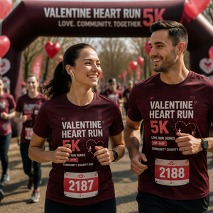 Custom Valentine Heart Run <b>Shirt</b> 5K Charity Running Event Apparel <b>Love</b> Run Race <b>T</b> <b>Shirt</b> - Product Image 3