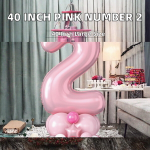 Palloncino Foil Numero 2 Autosigillante Rosa da 40 Pollici per Decorazioni di <span class=keywords><strong>Compleanno</strong></span> per Bambini di 2 Anni |   Palloncini Rosa Pastello e Bianchi - Product Image 3