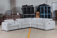 Fauteuil inclinable de cinéma moderne en cuir véritable, extensible, avec éclairage LED, porte-gobelet et télécommande, robuste