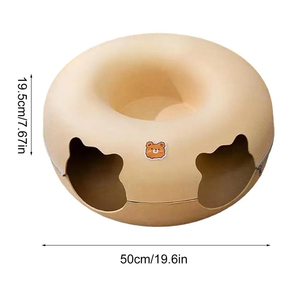 Aangepaste Hoge Kwaliteit Grote Kokosnoot Ontwerp Kat <span class=keywords><strong>Tunnel</strong></span> Bed Klein Vilt Donut Kat Bed Dierenprint Patroon Duurzame Custom Huisdier Kat - Product Image 2