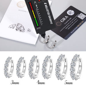 남성 여성용 신상 패션 925 스털링 실버 3mm 4mm 5mm VVS 등급 모이사나이트 다이아몬드 허기 CC 후프 귀걸이 파인 주얼리 세트 - Product Image 3