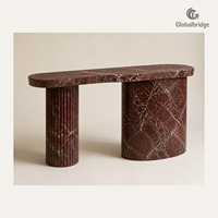 Table console en pierre naturelle personnalisée, double monolithe, pour projets d'hôtels et de villas