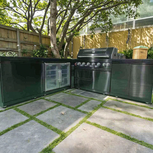 Cocina Exterior <span class=keywords><strong>de</strong></span> Lujo <span class=keywords><strong>en</strong></span> Forma <span class=keywords><strong>de</strong></span> L, Parrilla <span class=keywords><strong>de</strong></span> Gas <span class=keywords><strong>de</strong></span> Acero Inoxidable Personalizada con 7 Quemadores, Acabado <span class=keywords><strong>en</strong></span> Titanio Negro - Product Image 1