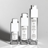 Flacon pompe airless carré en plastique dépoli pour cosmétiques, 30ML 50ML, en PP, pour lotion, crème, liquide, format voyage