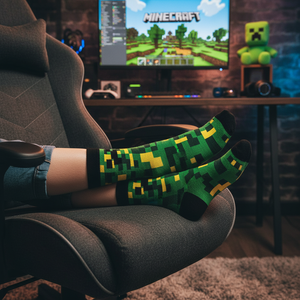 Minecraft Colorful Ankle <b>Socks</b> Breathable Cotton Spandex Polyester Daily Red <b>Brown</b> Pink Colors One Fits All Unisex Gift Design - Product Image 5