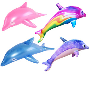 Jouet gonflable en forme de dauphin pour enfants de 4 à 6 ans, ensemble de jeu coloré en forme d'animal de dessin animé, pour l'intérieur et l'extérieur, pour le camping - Product Image 1