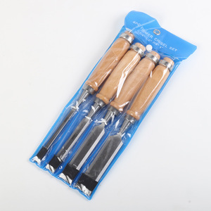Ensemble de 4 ciseaux à bois en acier au chrome-vanadium, pointe plate, tige droite, outils de menuiserie, emballage en sac suspendu - Product Image 2