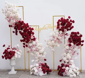 ורוד ורוד ורדים שולחן שולחן מרכז אביזרי במה לעמוד חתונה רקע מסגרת קשת תפאורה לתלות סידור פרחים a8264