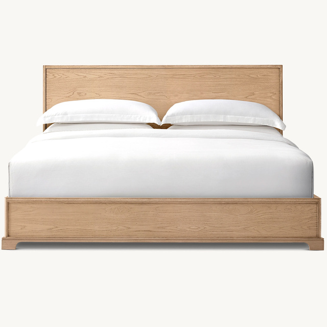 Rhoohill Customize Modern American Style White Oak Furniture Bed Indoor High Quality Queen Size Solid Wood King Bed