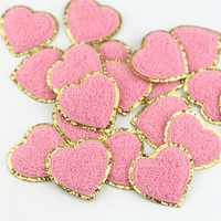 Vente en gros de patchs coeur brodés chenille 5cm fer sur paillettes pour vêtements sac accessoires de bricolage