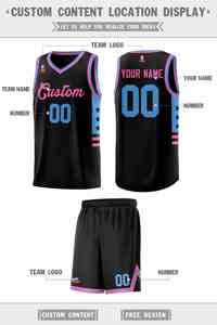 Uniforme Deportivo Personalizado con Diseño de Estrellas en Azul-Rosa y Polvo Negro para Baloncesto - Product Image 2