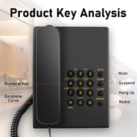 Téléphone fixe basique personnalisé en usine, clavier en silicone de haute qualité, téléphone filaire avec fonction de recomposition pour la maison, l'hôtel, le bureau