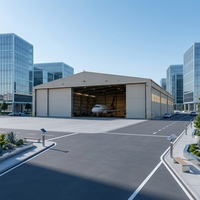 Hangar d'avion préfabriqué en acier à grande ouverture coulissante, structure métallique sur mesure à travée libre