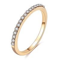 Bagues fines classiques pour femmes en laiton plaqué or avec strass étincelants, accessoires de bijoux de mariage pour couples