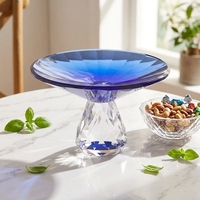 Corbeille à fruits en cristal K9 taillé, bleu dégradé, plateau de service en verre à facettes, décoration de table pour la maison, mariage, hôtel, centre de table, cadeau