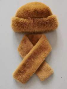 Herfst En Winter Mode Sjaal Voor Volwassenen Meisje Warme Pluche Kruis Rex Konijnenbont Muts Sjaal Set - Product Image 6