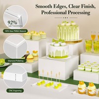 Présentoirs Cubes Modernes Emboîtables en Acrylique Blanc pour Desserts, Boîtes de Présentation Alimentaire pour Buffets et Tables de Réception, Idéaux pour Mariages et Fêtes