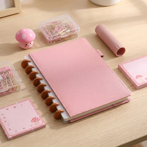 Carnet de notes A5 personnalisé en cuir noir avec spirale, papier épais remplaçable, idéal pour l'étude, motif champignon - Product Image 3