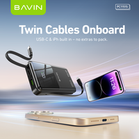 BAVIN Fashion Powerbank PC1151S, Bank daya 10000mah portabel gaya baru dengan kabel Data