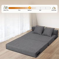 Lit d'invité convertible triple de taille Queen canapé pliant canapé en mousse à mémoire de forme 2 oreillers chaise-lit en tissu élégant pour hôtels villas