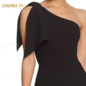 All'ingrosso della fabbrica della donna di moda caldo <span class=keywords><strong>monospalla</strong></span> <span class=keywords><strong>monospalla</strong></span> fiocco di colore solido elegante <span class=keywords><strong>Midi</strong></span> eleganti abiti da festa Casual - Product Image 5